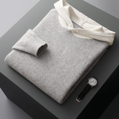 Lightweight refined knit hoodie with minimalist design for men | Caelum