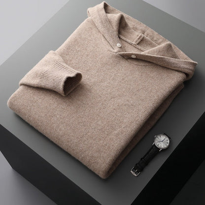 Lightweight refined knit hoodie with minimalist design for men | Caelum