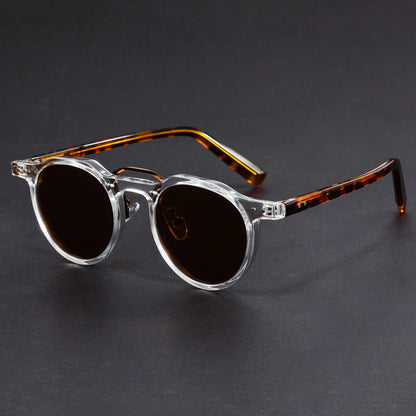 Round tinted UV400 retro sunglasses for men | San Piero -1