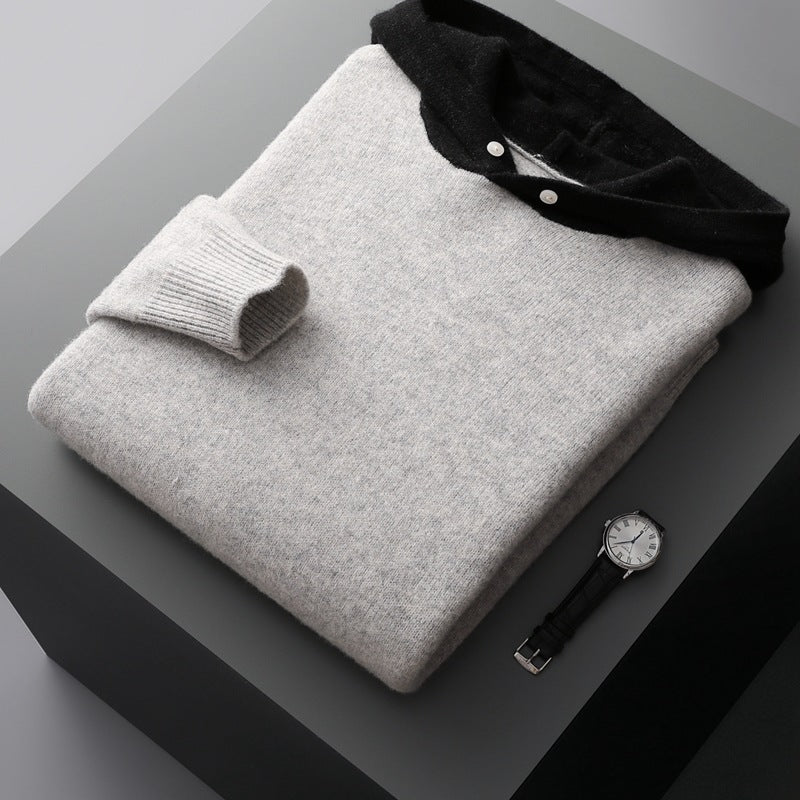 Lightweight refined knit hoodie with minimalist design for men | Caelum