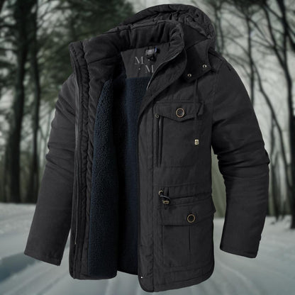 Insulated winter parka with detachable hood for men | Everest