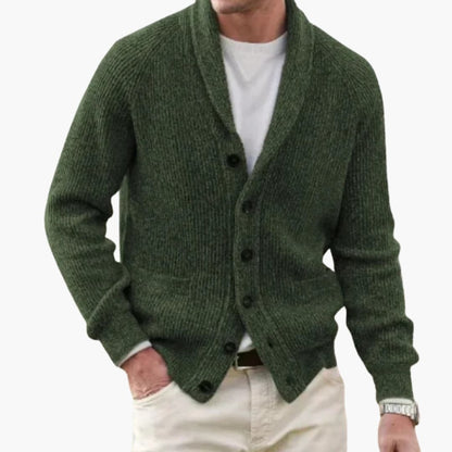Shawl collar button-front cardigan for men | Men's -3