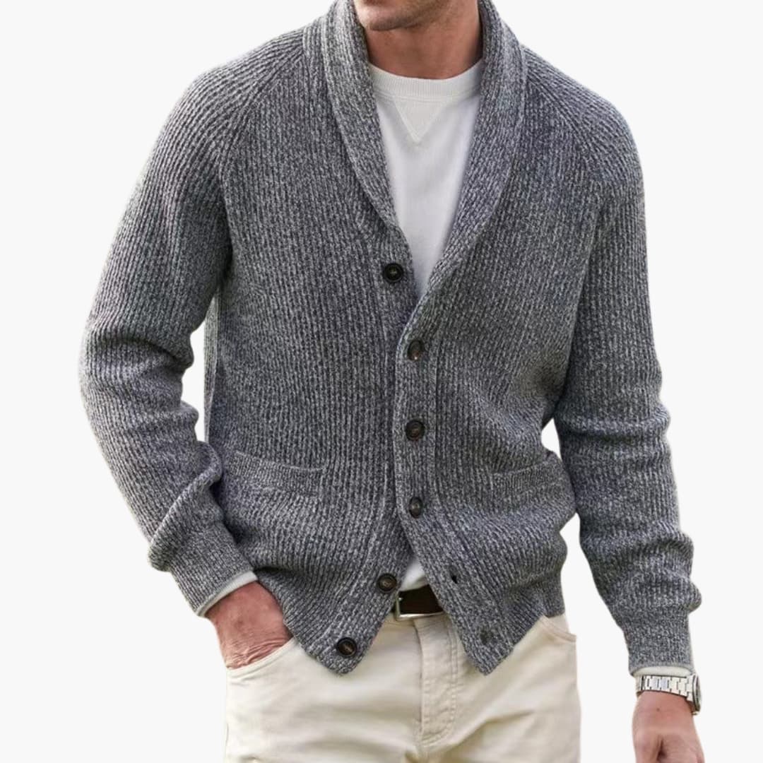 Shawl collar button-front cardigan for men | Men's -6