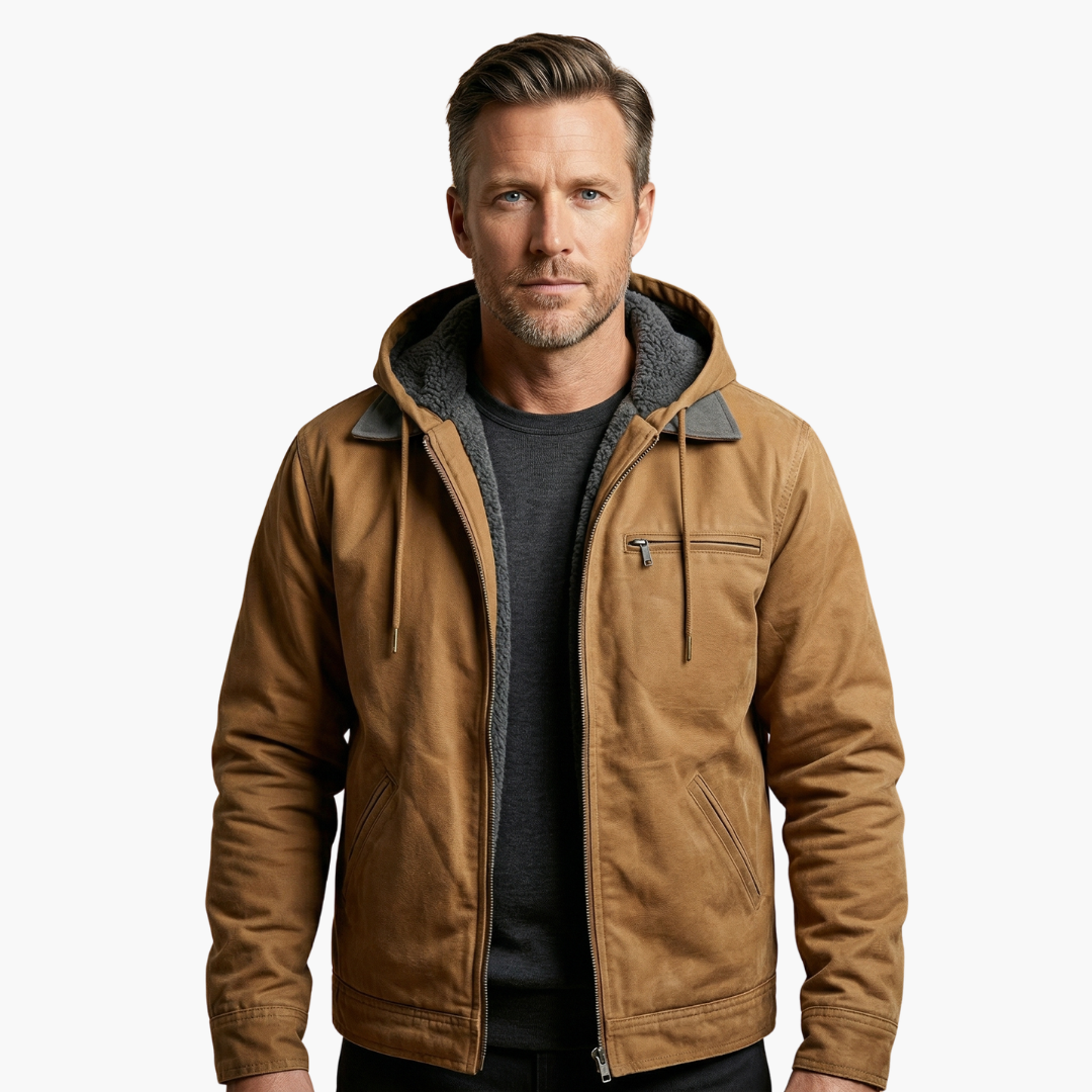 Warm hooded outdoor zipper jacket for men -1