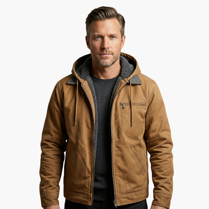 Warm hooded outdoor zipper jacket for men -1