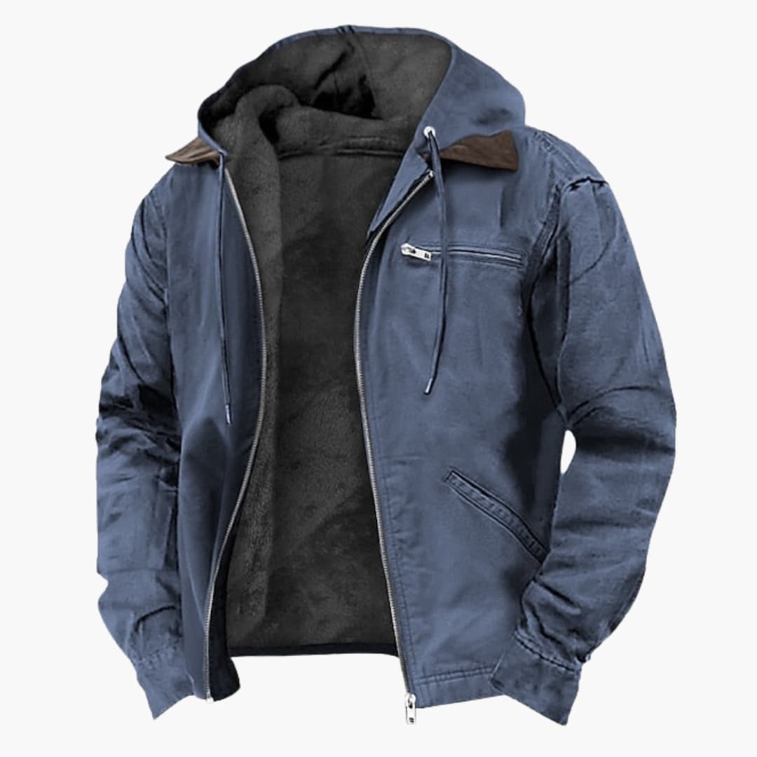 Warm hooded outdoor zipper jacket for men -8