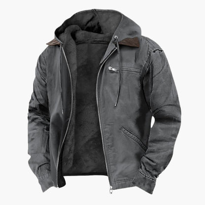 Warm hooded outdoor zipper jacket for men | Roscoe