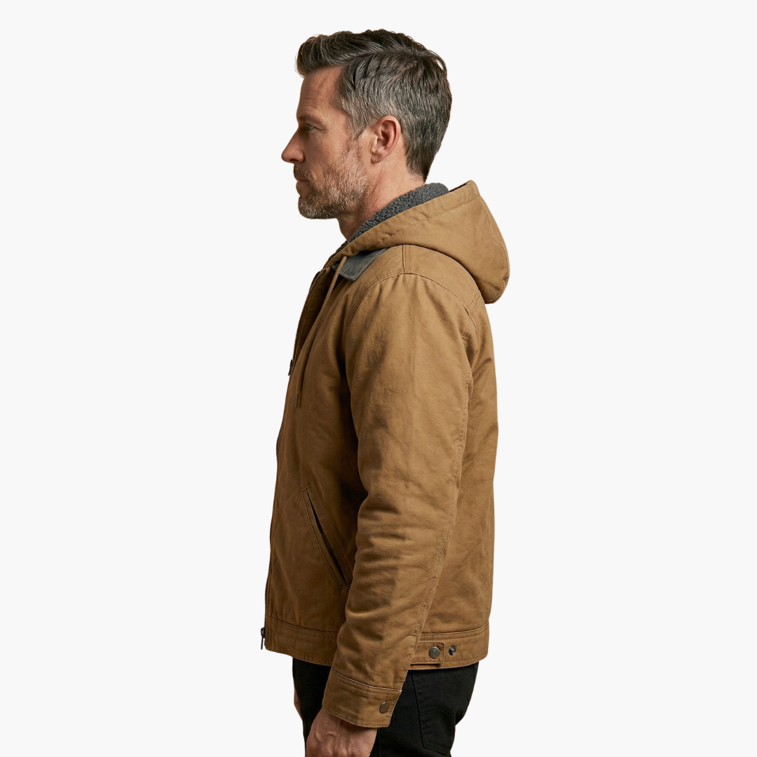 Warm hooded outdoor zipper jacket for men -3