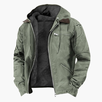 Warm hooded outdoor zipper jacket for men -6