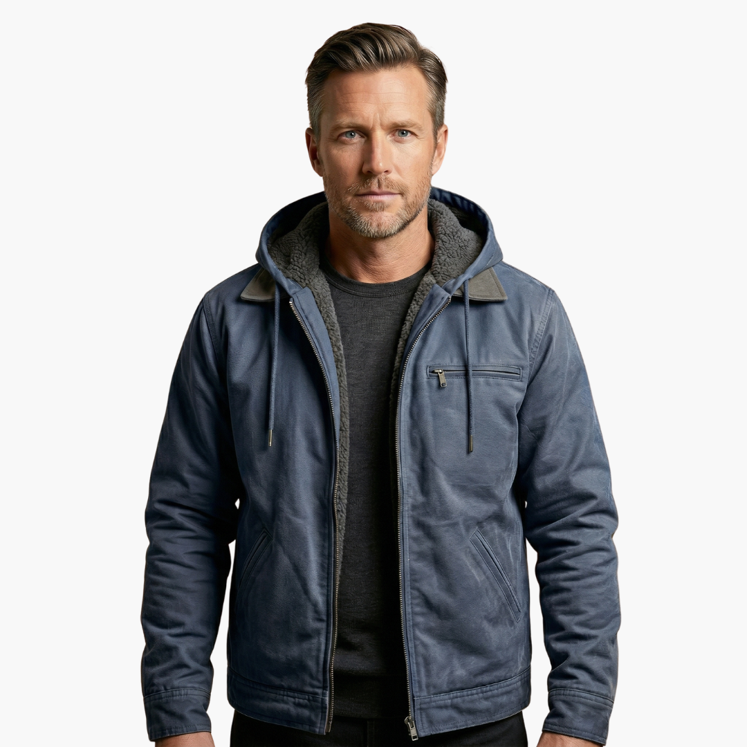 Warm hooded outdoor zipper jacket for men -9