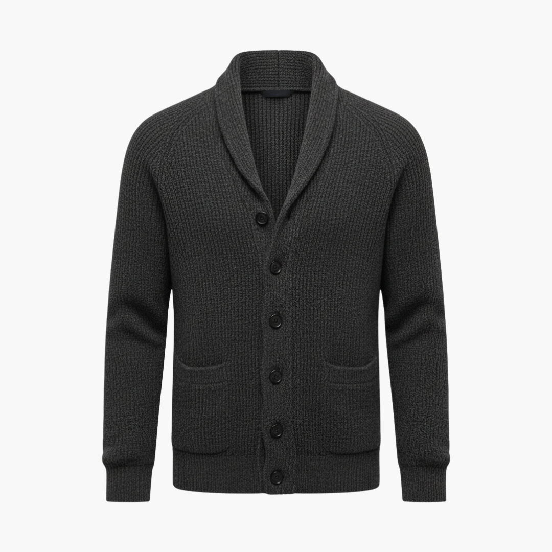 Shawl collar button-front cardigan for men | Men's -1