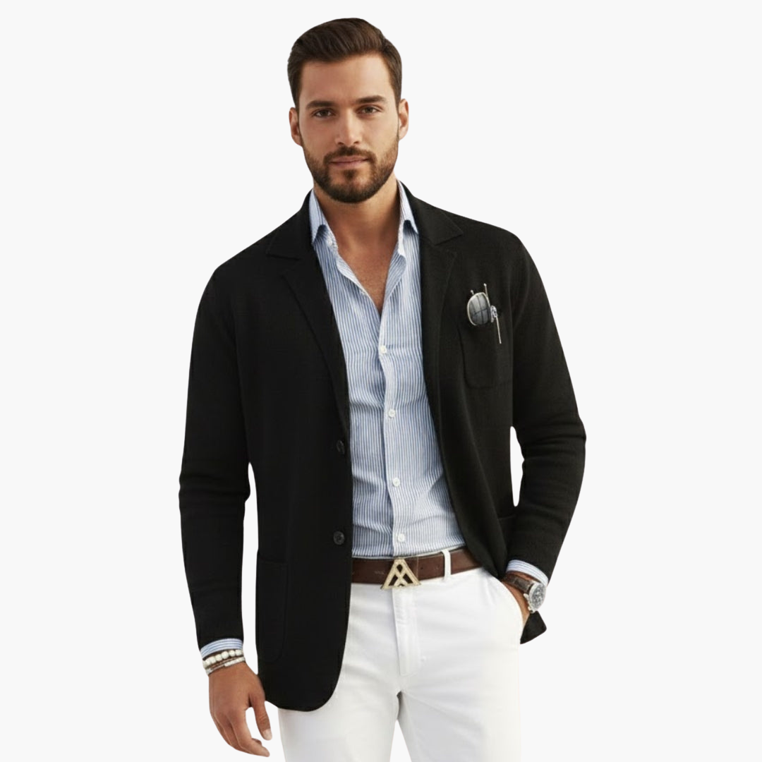Classic lapel knit blazer for men | Men's Knit -9