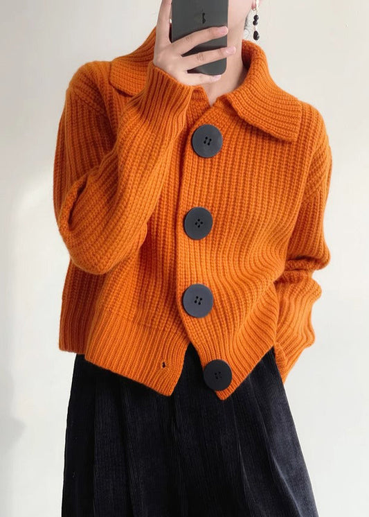 Modern peter-pan collar button-down cardigan for women -1