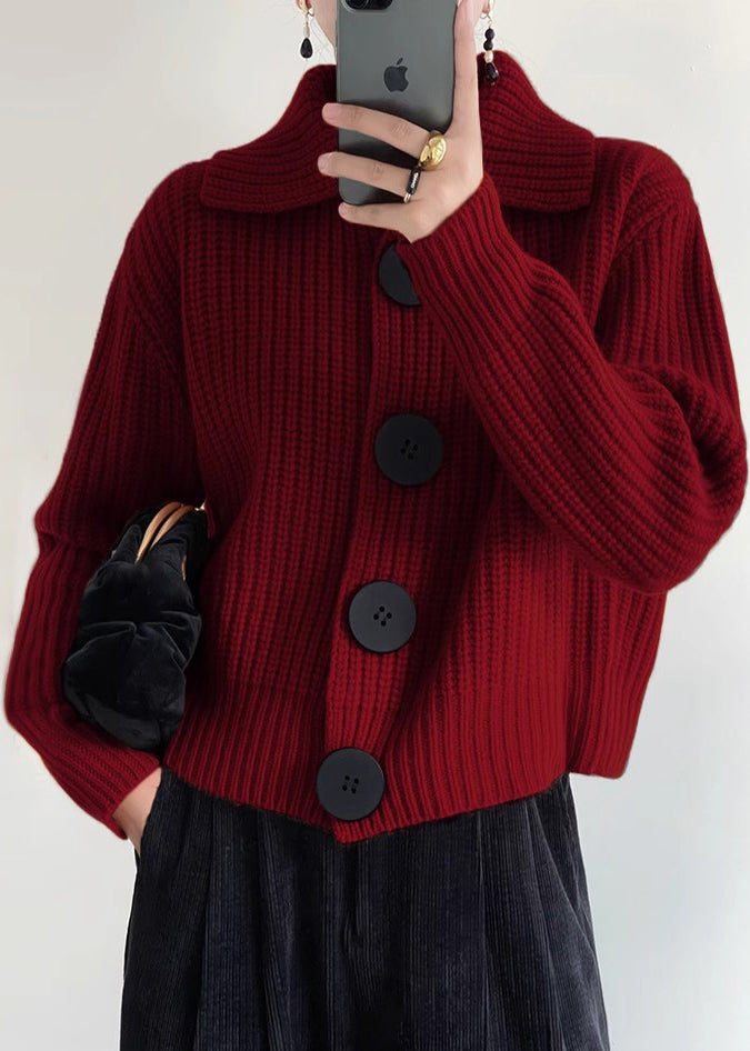 Modern peter-pan collar button-down cardigan for women -2