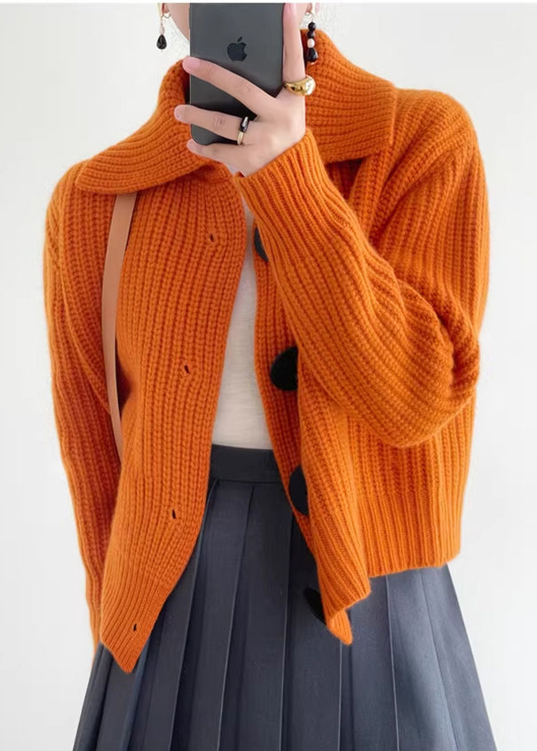 Modern peter-pan collar button-down cardigan for women -3