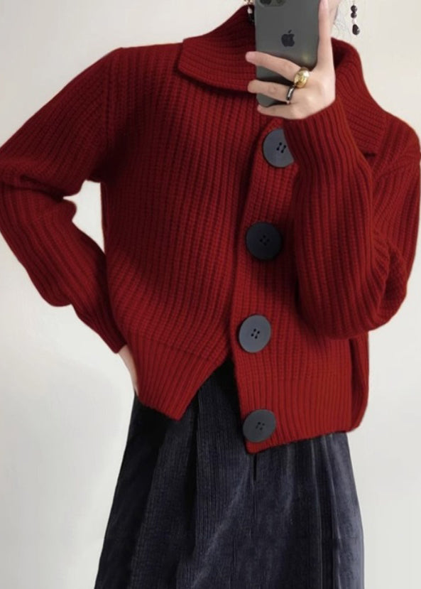 Modern peter-pan collar button-down cardigan for women -4