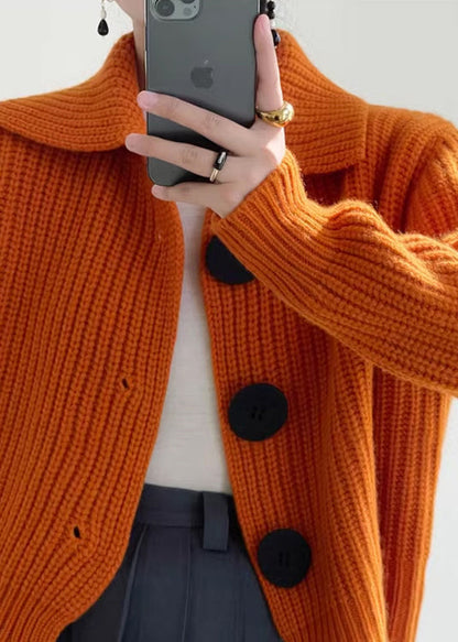 Modern peter-pan collar button-down cardigan for women -5