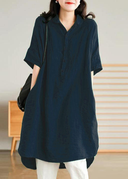 Casual linen shirt dress for women | Jade Green -7