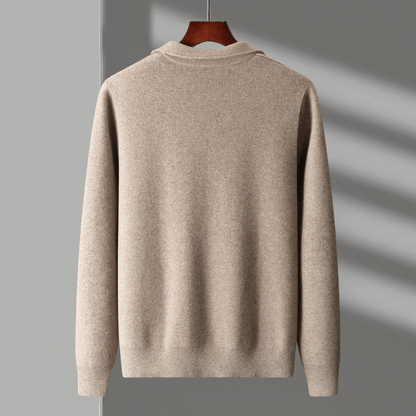 Refined zip up knit jacket with structured collar for men | Valenor