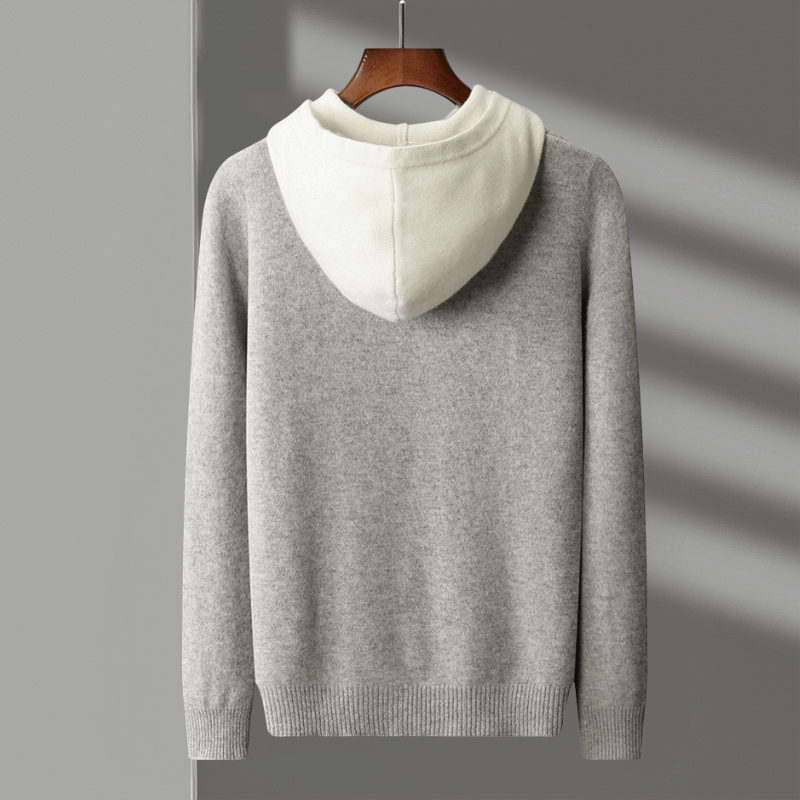 Lightweight refined knit hoodie with minimalist design for men | Caelum