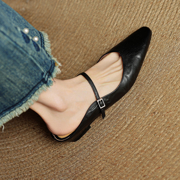 Pointed Toe Mary Jane Mule Heels for women | Clarisse
