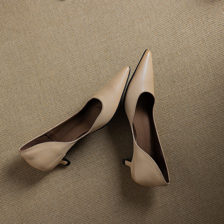 Pointed Side Open Kitten Heel Pumps for women | Elenora