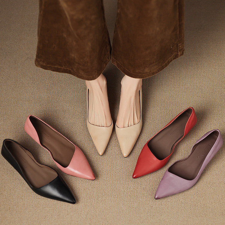 Pointed Side Open Kitten Heel Pumps for women | Elenora
