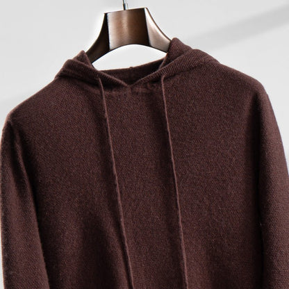 Lightweight relaxed knit hoodie with ribbed trim for men | Alvara