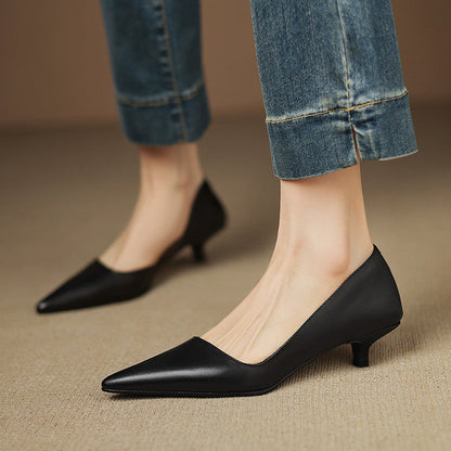 Pointed Side Open Kitten Heel Pumps for women | Elenora