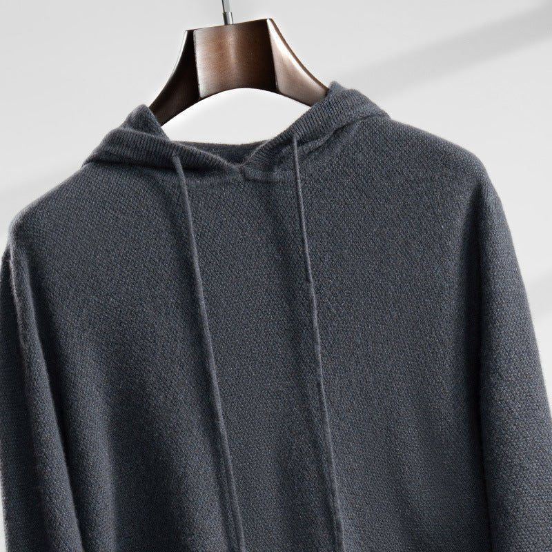 Lightweight relaxed knit hoodie with ribbed trim for men | Alvara