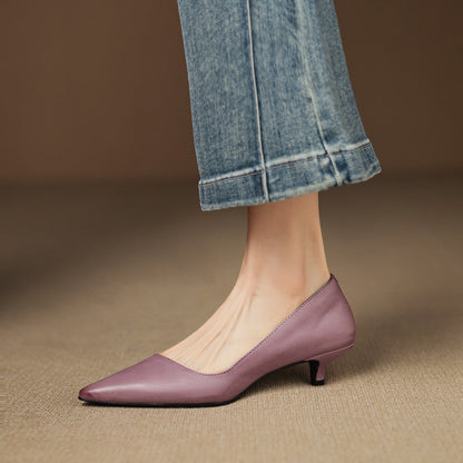 Pointed Side Open Kitten Heel Pumps for women | Elenora