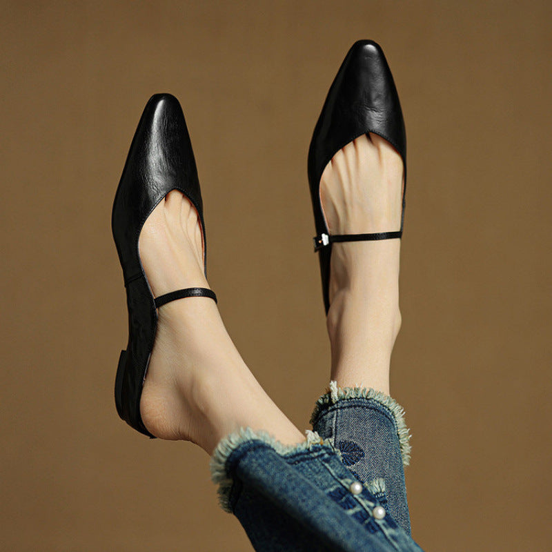 Pointed Toe Mary Jane Mule Heels for women | Clarisse