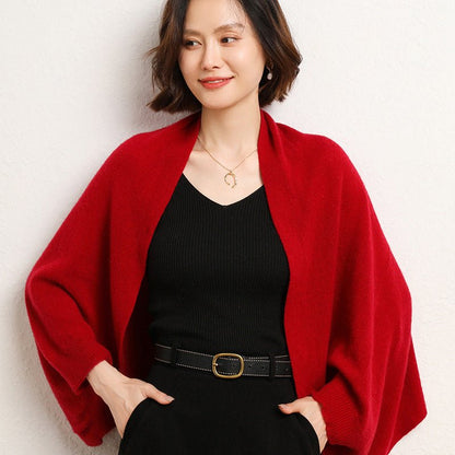Lightweight draped knit shawl with cozy cowl neck for women | Mirelle