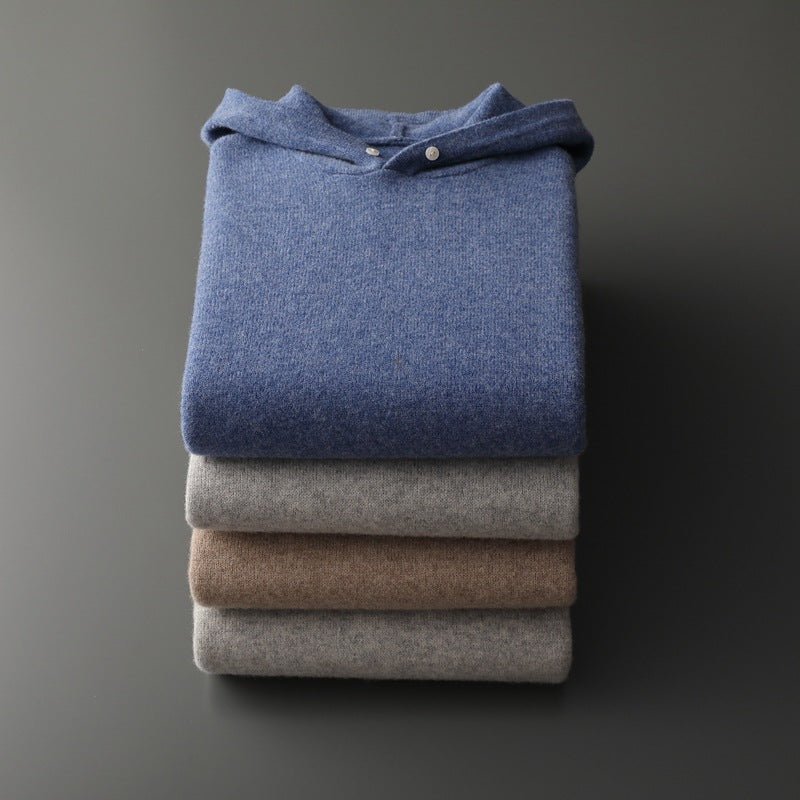 Lightweight refined knit hoodie with minimalist design for men | Caelum