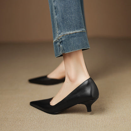 Pointed Side Open Kitten Heel Pumps for women | Elenora