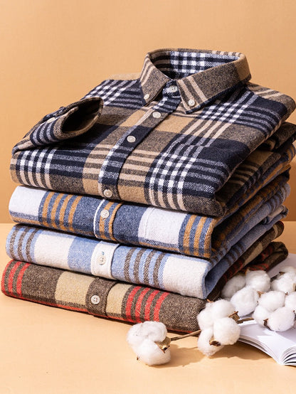 Classic plaid long sleeve button up shirt for men | Corvin
