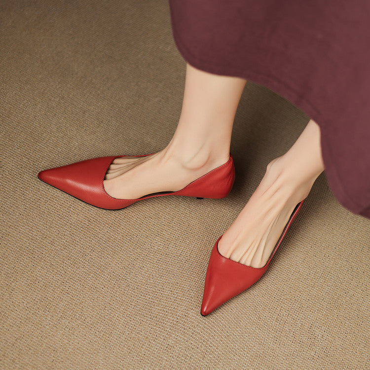 Pointed Side Open Kitten Heel Pumps for women | Elenora