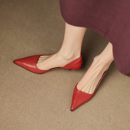 Pointed Side Open Kitten Heel Pumps for women | Elenora