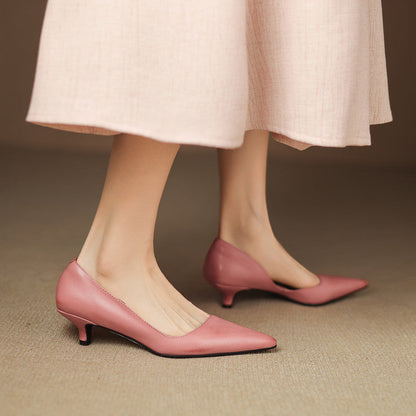 Pointed Side Open Kitten Heel Pumps for women | Elenora
