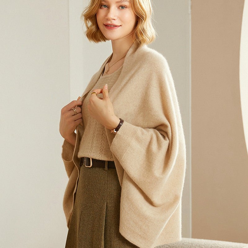 Lightweight draped knit shawl with cozy cowl neck for women | Mirelle
