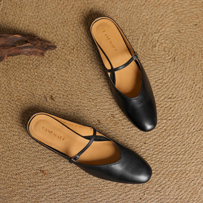 Almond Toe Mary Jane Mule Flats for women | Celestia