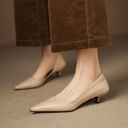 Pointed Side Open Kitten Heel Pumps for women | Elenora