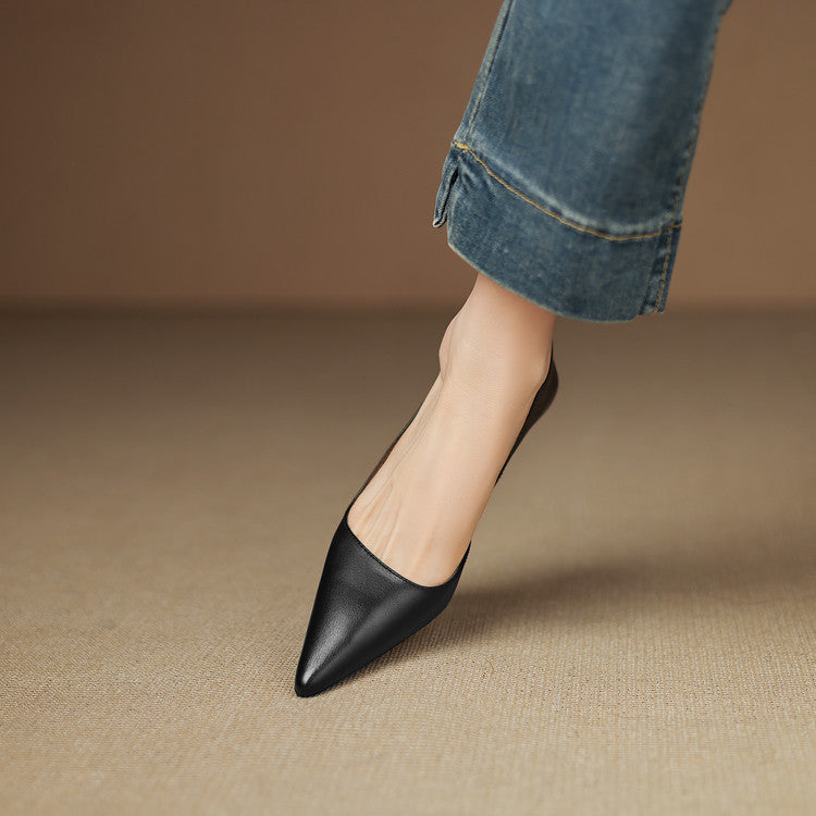 Pointed Side Open Kitten Heel Pumps for women | Elenora