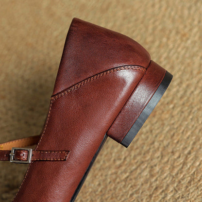 Classic T Strap Brogue Flat Shoes for women | Mireva