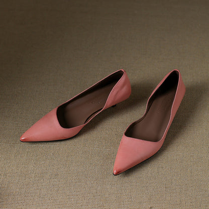 Pointed Side Open Kitten Heel Pumps for women | Elenora