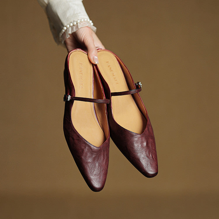 Pointed Toe Mary Jane Mule Heels for women | Clarisse