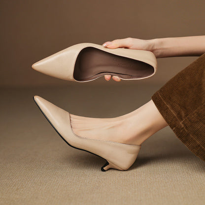 Pointed Side Open Kitten Heel Pumps for women | Elenora