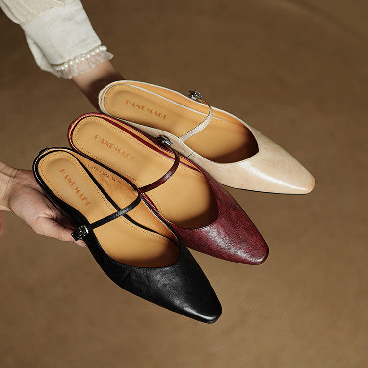 Pointed Toe Mary Jane Mule Heels for women | Clarisse