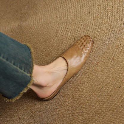 Woven Front Slip On Mule Flats for women | Elara