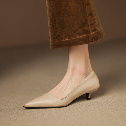 Pointed Side Open Kitten Heel Pumps for women | Elenora